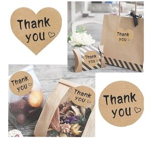 150 Kraft assorted thank you stickers
